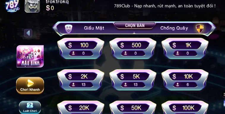 Mậu Binh Tại 789Club Sảnh Bài Trí Tuệ Đỉnh Cao Với Tỷ Lệ Thắng Cực Khủng